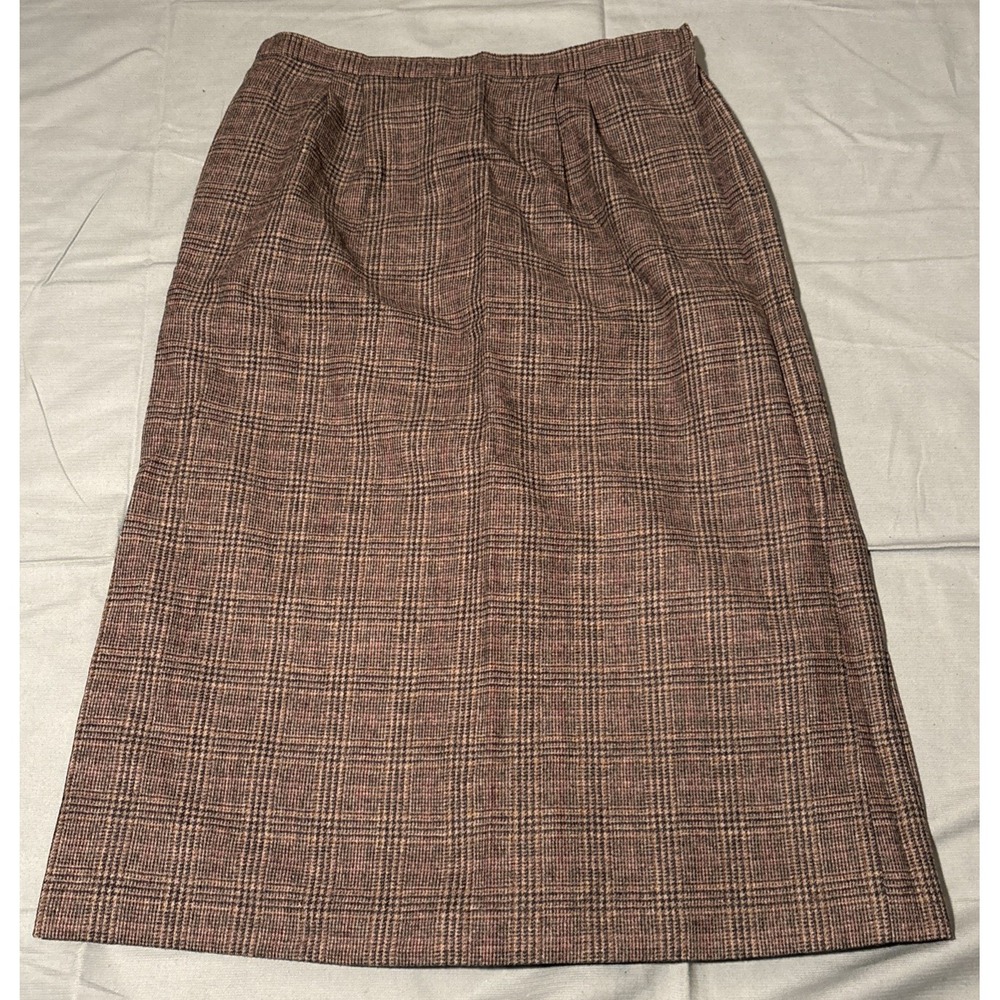 Unbranded Gray Wool Blend Tweed Straight Midi Skirt Size 16 Plaid Professional